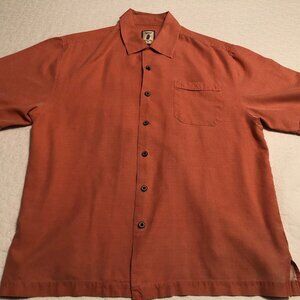 Jamaica Jaxx 100% Silk Hawaiian Shirt Men's Medium, colo Peach Short Sleeve